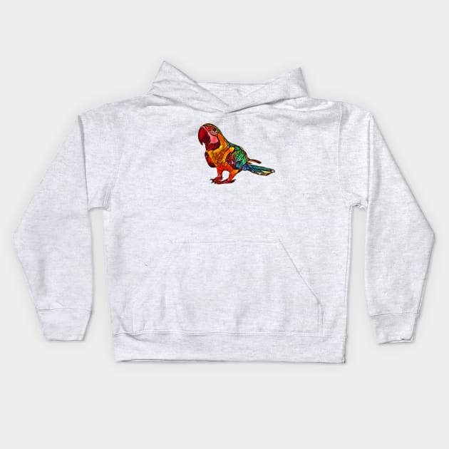 Colorful Parrot Design Kids Hoodie by Sanzida Design